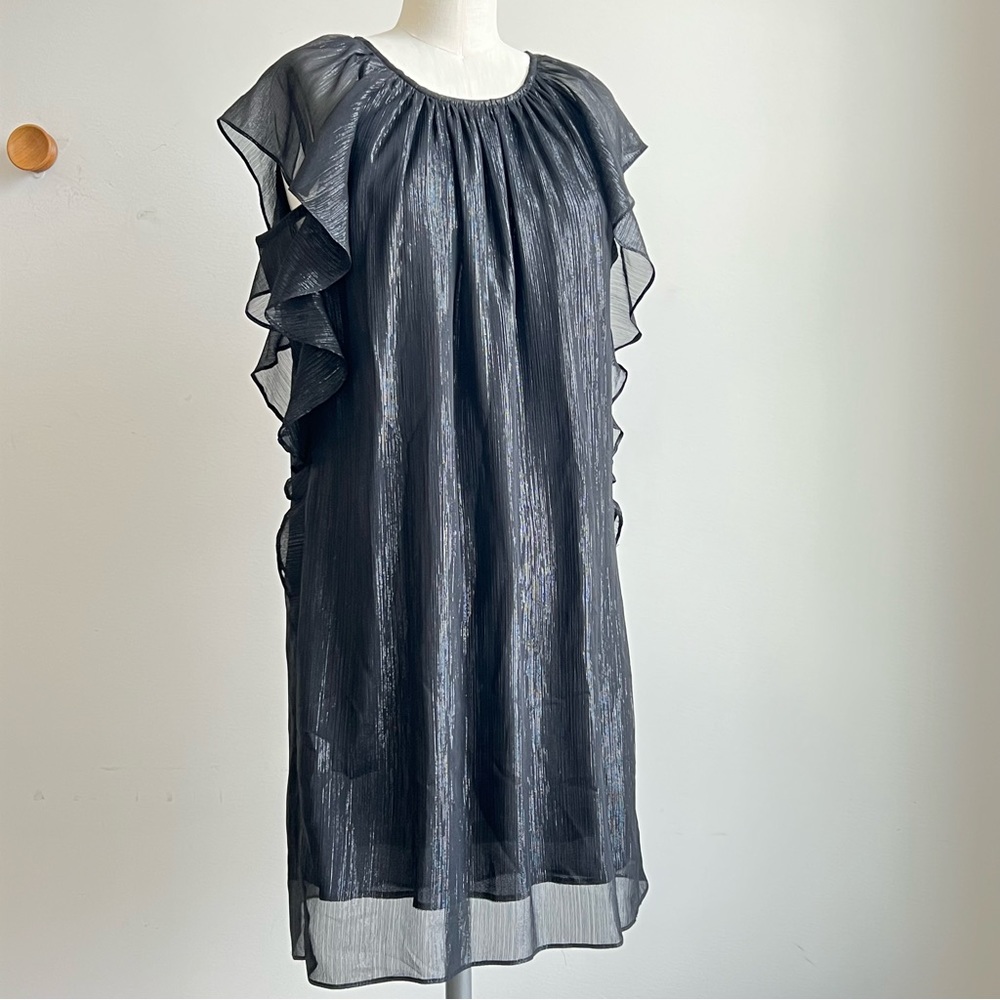 Black Poof sleeve sparkle party dress M